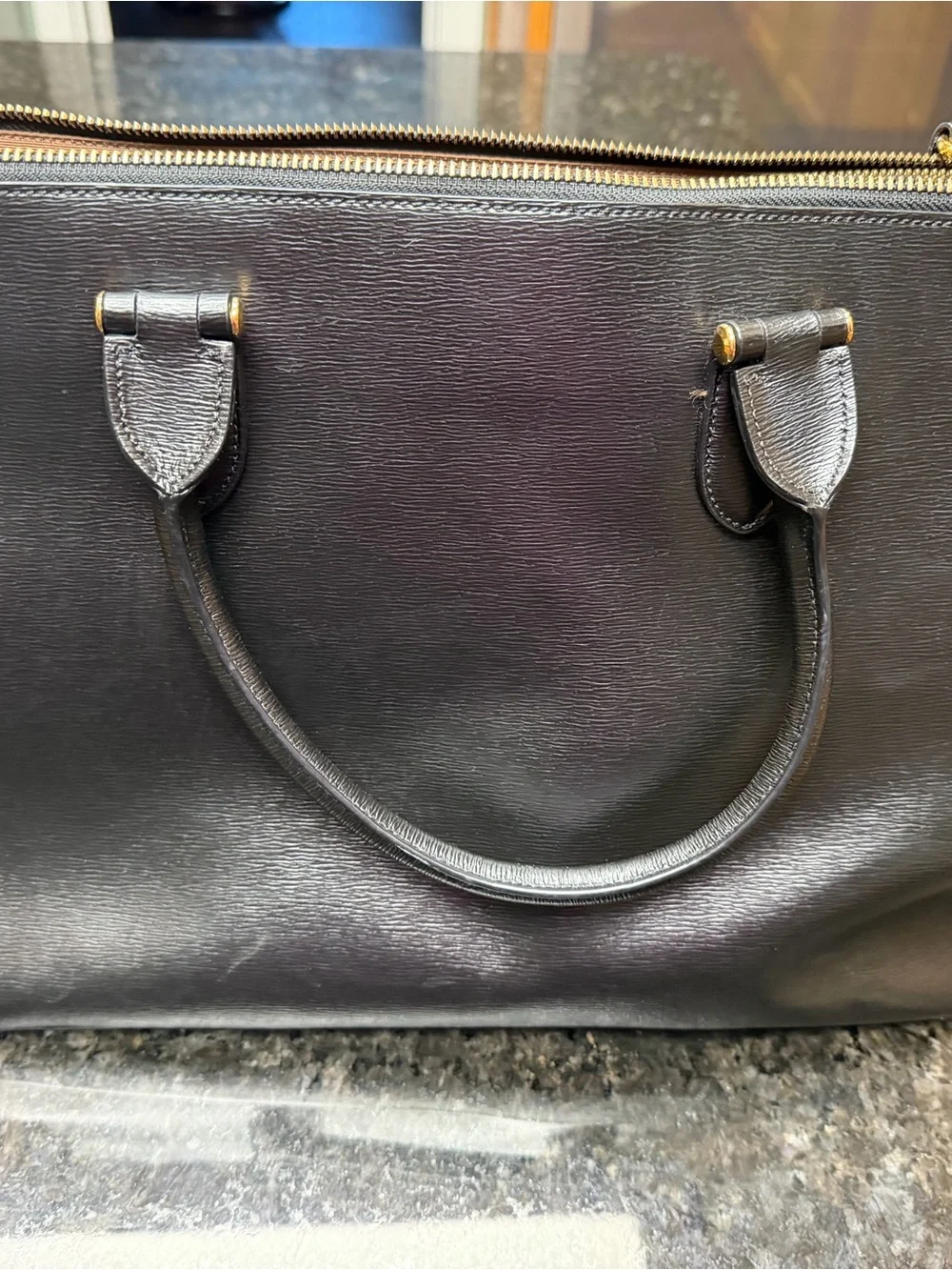 Lauren Ralph Lauren Black Leather Double-Zip Briefcase satchel tote work bag